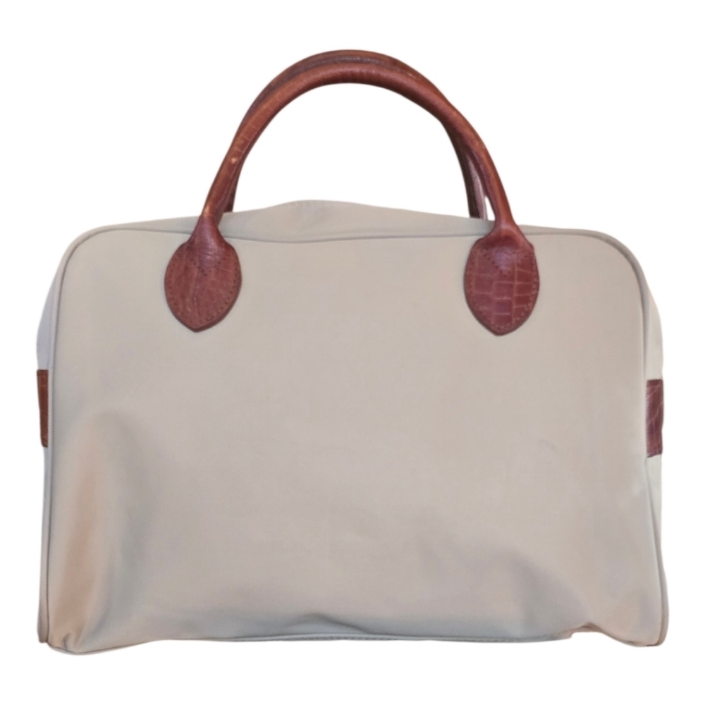 Valentino Garavani Sport Boston Khaki Nylon Brown Leather Trim Satchel - Picture 3 of 14